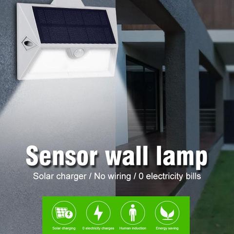 Luz Solar LED con Sensor de movimiento para exterior, farola de jardín, luz de pared de jardín, SMD2835, iluminación con batería de 18650 ► Foto 1/6
