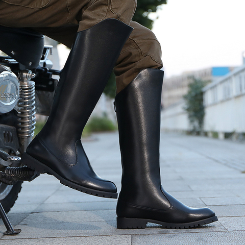 Botas de moto de diseñador coreano para hombre, zapatos de cuero de vaca, para conducción al aire libre, talla grande, piel cálida, para invierno ► Foto 1/4