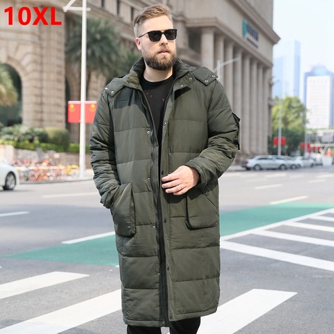 Chaqueta de invierno de talla grande para hombre, abrigo largo de plumas grueso y cálido por encima de la rodilla, chaqueta de plumón de pato ► Foto 1/6