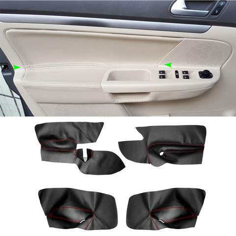 La izquierda de microfibra de cuero de Panel de puerta para VW Golf 5 Jetta 2005 - 2009 apoyabrazos de puerta de coche Panel de cubierta de la etiqueta engomada Trim ► Foto 1/6