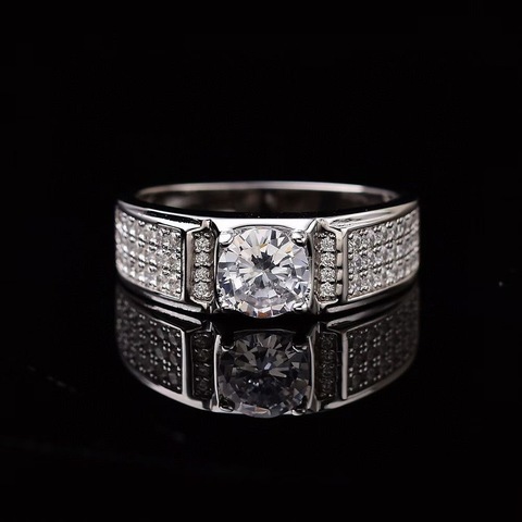 1ct D hombre anillos Moissanite diamante completo S925 esterlina platino plateado anillo de los hombres de joyería fina pasar probador de diamantes ► Foto 1/6