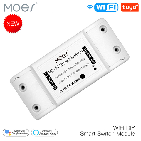 Interruptor de luz inteligente con WiFi, temporizador de interruptor Universal, Control remoto inalámbrico por aplicación Smart Life, funciona con Alexa y Google Home, 16A ► Foto 1/6