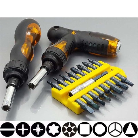 18 piezas seguridad Tamper Proof Torx Hex Star Bit Set sostenedor magnético Ratchet destornillador Bits ajustable telescópica destornillador ► Foto 1/6