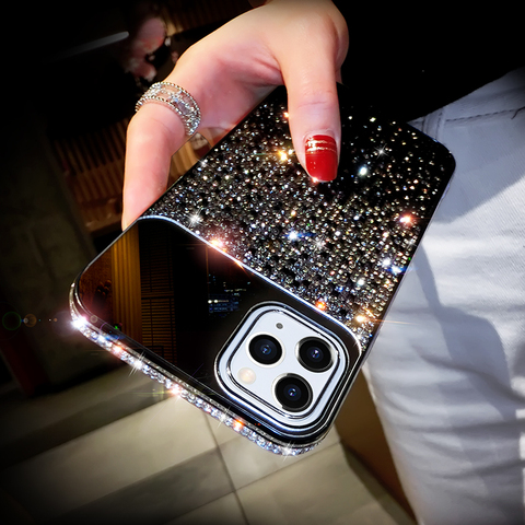 Funda de teléfono de diamante brillante para iPhone, carcasa de lujo con espejo y cambio de graduales, para modelos 12, Mini, 11 Pro, X, Xr, Xs, Max, 6, 6s, 7, 8 Plus, SE2022 ► Foto 1/6