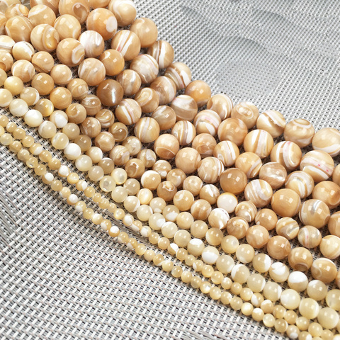 Concha Natural blanco redondo golpe suelta perlas de aislamiento de para la fabricación de la joyería DIY pulsera collar Accesorios ► Foto 1/5