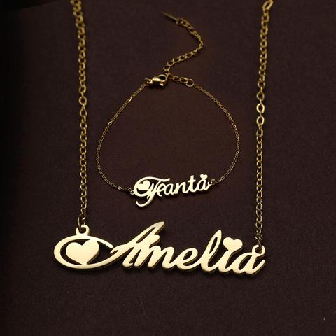 Lemegeton-gargantilla de acero inoxidable para mujer, collar con nombre personalizado, regalo de cumpleaños para novia ► Foto 1/6