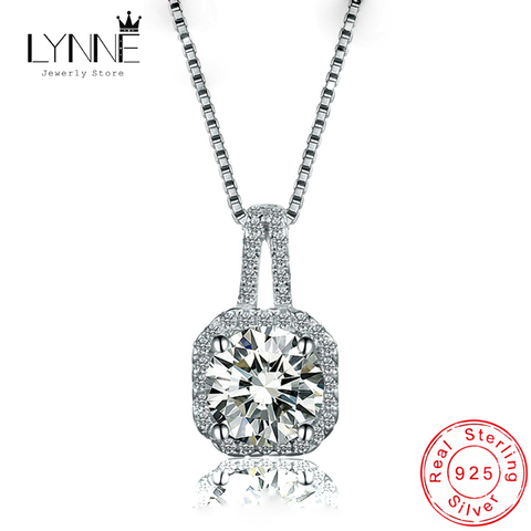Gran oferta de moda de plata esterlina 925 AAA Zircon collar con colgante cuadrado exquisito la clavícula Collar para mujer regalo de la joyería ► Foto 1/6