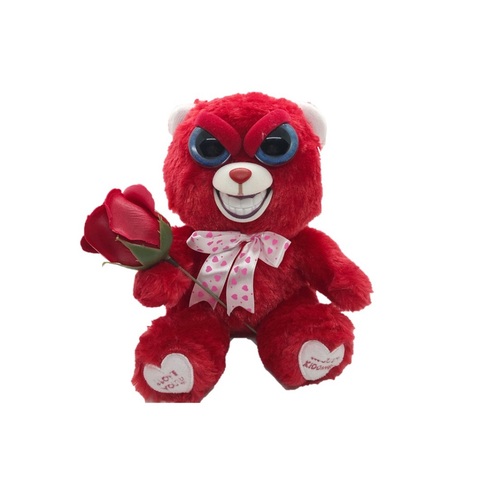 Feisty Pets-oso de San Valentín para amantes, peluche de 20cm, rosa roja ► Foto 1/3