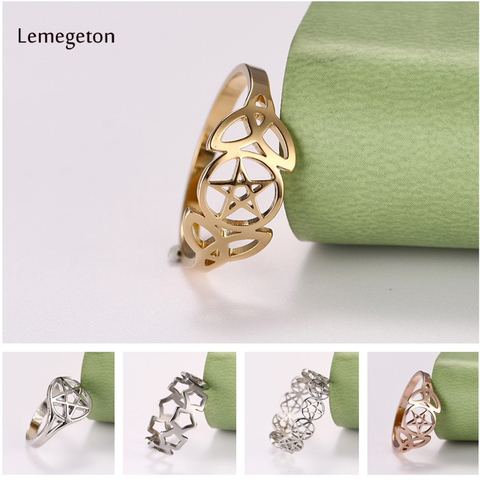 Lemegeton Pentáculo sobrenatural pentagrama anillo para mujeres niñas estrella cabra pentagrama anillos de joyería ► Foto 1/6