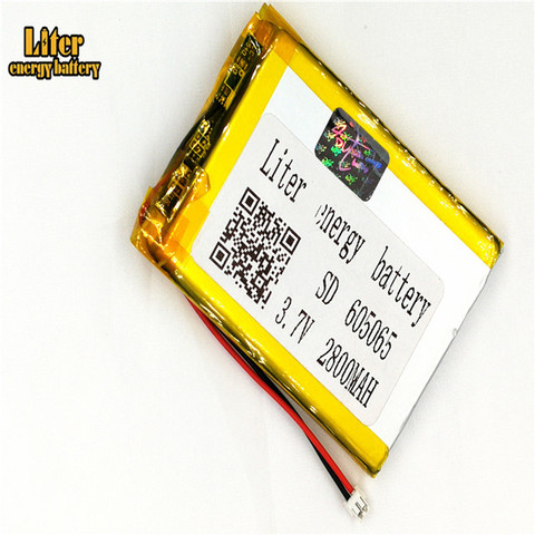 1,5 MM 2pin 605065 conector de 2800mah 3,7 V recargable batería de polímero li-polímero para e-libros PDA GPS grabadora de coche máquinas recreativas ► Foto 1/3