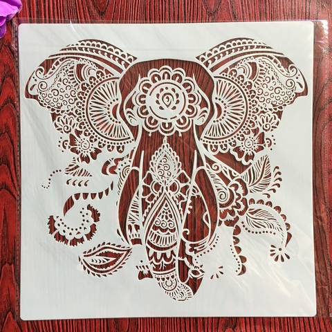 Molde de elefante para manualidades diy, tamaño de 30x30cm, plantillas para pintar, estampado álbum de fotos, tarjeta de papel en relieve sobre madera, tela, pared ► Foto 1/4