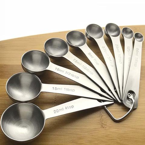 Juego de cuchara medidora de acero inoxidable, utensilios de cocina para condimentos para hornear, 9 Uds. ► Foto 1/6