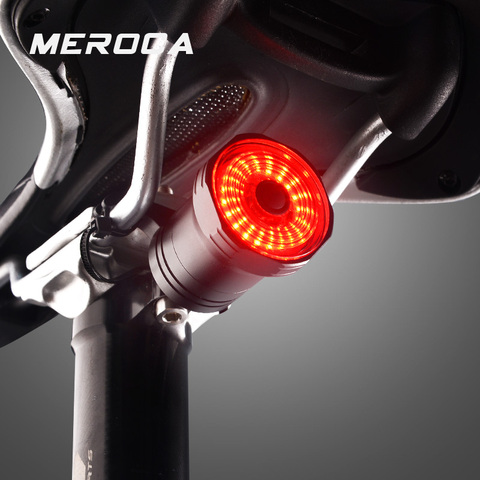 MEROCA-luz trasera Bicicleta inteligente para bicicleta IPx6, con sensor de freno, encendido/apagado automático, resistente al agua, carga LED ► Foto 1/6