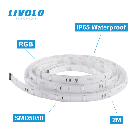 LIVOLO-tira de luces LED inteligente con Wifi, 2m, 5050 RGB, estructura de cinta Flexible, Control App Google Home Alexa, adaptador de 12V, inteligente ► Foto 1/6