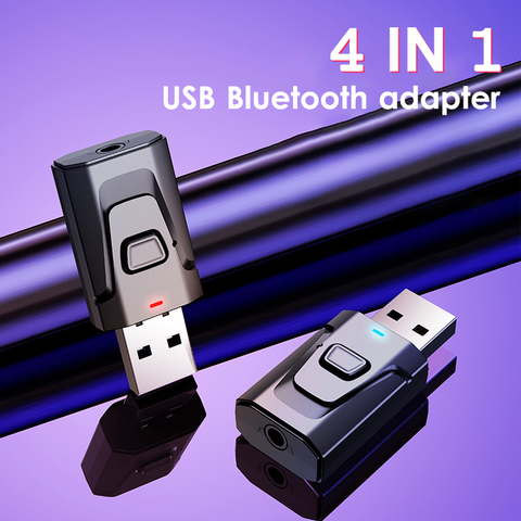 Receptor de Audio 4 en 1 con Bluetooth 5,0, adaptador USB inalámbrico, receptor/transmisor de Audio de 3,5mm para TV, PC, coche, altavoz auxiliar, Plug And Play ► Foto 1/6