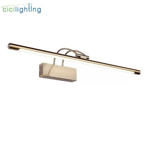 Luces led delanteras para espejo de baño, decoración de Arte Moderno, cuerpo de bronce níquel, luz LED para tocador, armario, L45/55/65/75cm ► Foto 1/6