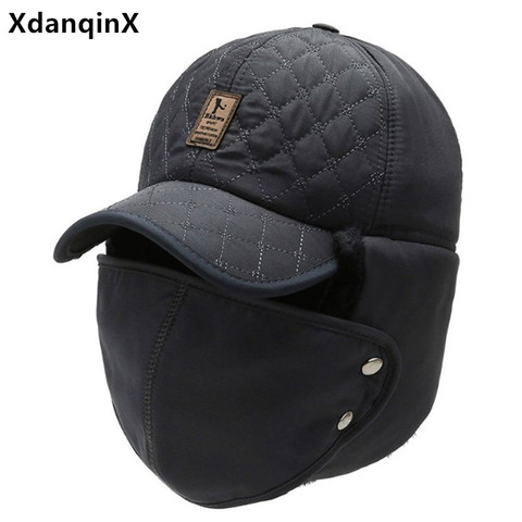 XdanqinX tendencia térmica de invierno chaqueta sombreros para hombres y mujeres oído protección cara a prueba de viento de esquí Cap terciopelo espesar par sombrero de orejeras ► Foto 1/6