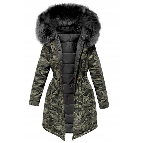 Chaqueta con capucha para mujer, Parka holgada con cuello de piel, chaquetas acolchadas de algodón, tapado de invierno estilo Parka ► Foto 1/6