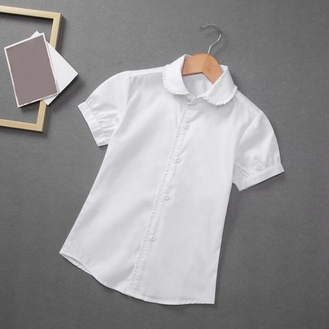 Blusa blanca de manga corta para niñas, Camisa de algodón para bebés, adolescentes y niños de 6, 8, 10 y 12 años - Historial de precios y revisión | Vendedor de GIRL&BOYS Store | Alitools.io