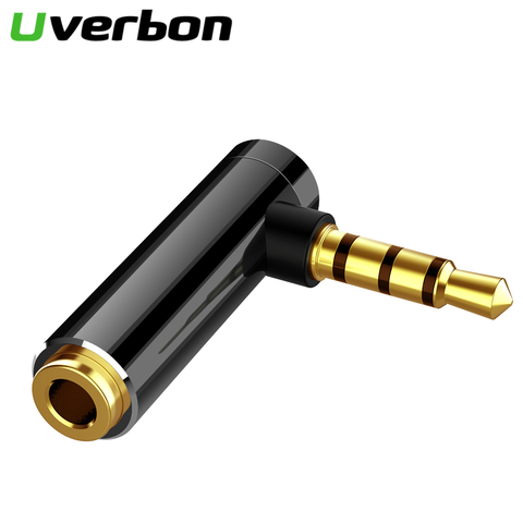 Conector de Audio 3,5mm conector de Audio 3,5 hembra de ángulo recto a 3,5mm conector de Audio estéreo macho de 4 polos enchufe en forma de L convertidor de auriculares de 90 grados ► Foto 1/6