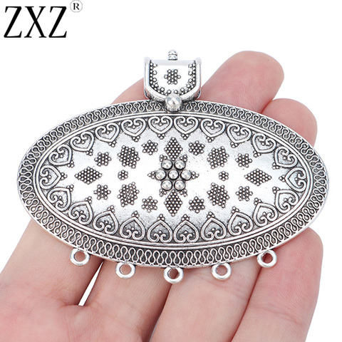 ZXZ-abalorios de plata tibetana con conector bohemio, colgante para collar, joyería, 2 uds. ► Foto 1/3