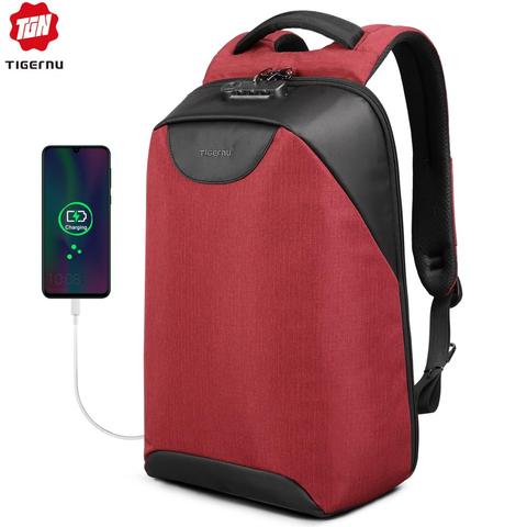 Tigernu morral de mujer Anti robo cerradura TSA mujer mochila de carga USB bolso de escuela adolescente chicas femenino mochilas mochila ► Foto 1/6