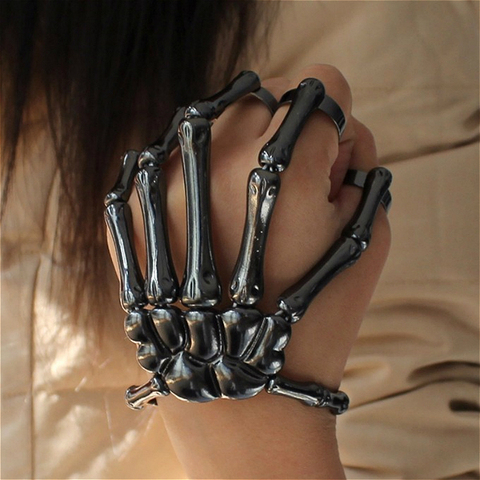 Pulsera de Halloween para mujer, brazalete gótico Punk, esqueleto de Calavera, pulsera elástica ajustable, accesorios de fiesta para mujer ► Foto 1/6