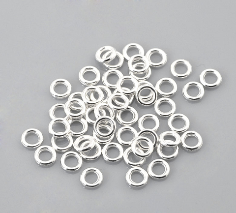 DoreenBeads 500 Uds Color plata soldado cerrado hallazgos de anillos de salto para la fabricación de la joyería DIY 4mm(1/8 