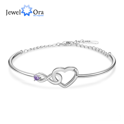 JewelOra-Pulseras personalizadas con nombre grabado para mujer, brazaletes de infinito y corazón, regalo de Año Nuevo ► Foto 1/1