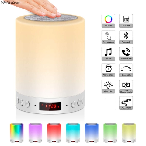 Lámpara de mesita de noche portátil 5 en 1, Altavoz Bluetooth, música, USB, Radio FM, despertador, luz Digital LED, regalo Multicolor ► Foto 1/1