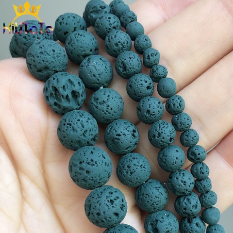 De Lava Natural cuentas de piedra y hematita verde de malaquita de roca volcánica suelta perlas redondas para fabricación de joyería DIY pulsera 15''4 6 8mm 10mm 12mm ► Foto 1/6