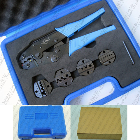 Caja de plástico herramienta que prensa kits de prensa terminal de herramientas con 4 reemplazable juego de troqueles mandíbulas conectores LS03C-5D3 ► Foto 1/5