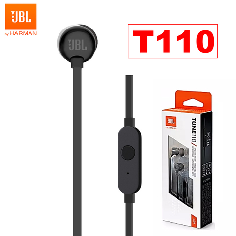 JBL-Auriculares deportivos T110 con cable de 3,5mm, dispositivo de audio estéreo con graves profundos, Control en línea, manos libres, micrófono gratis, 110 ► Foto 1/6