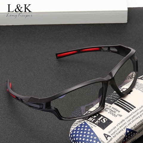 LongKeeper-gafas con montura de luz azul para hombre y mujer, lentes transparentes para ordenador y videojuegos, gafas deportivas negras ► Foto 1/6