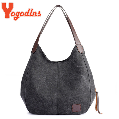 Yogodlns-bolso de lona Vintage de gran capacidad para mujer, bandolera informal con asa, 2022 ► Foto 1/6