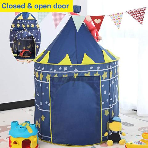 Castillo de princesa plegable portátil de tul para niños, tienda de juegos creativa para desarrollar el castillo de yurta para interiores y exteriores, juguete de teatro ► Foto 1/6