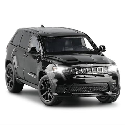 JEEP-SRT de coche de aleación para niños, modelo de coche clásico de gran Cherokee 1: 32, amortiguador de sonido y luz ► Foto 1/6