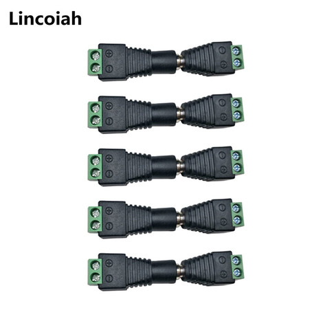 5 macho + 5 conector DC hembra 2,1mm x 5,5mm DC Cable de alimentación Jack adaptador conector Conector para cámara CCTV tira de luz LED, Etc. ► Foto 1/3