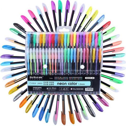 Bolígrafos de colores con purpurina para dibujar, conjunto de plumas de Gel, roller, colores Pastel, neón, papelería escolar, oficina, 48 Uds. ► Foto 1/6