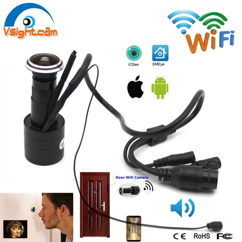 Seguridad 1080P Mini Wifi ojo de la puerta agujero IP Cámara opcional lente ojo de pez gran angular mirilla CCTV red Audio Cámara P2P Onvif ► Foto 1/6