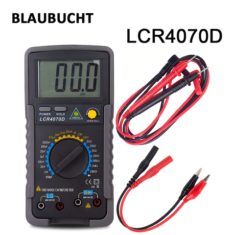 BLAUBUCHT-Medidor de capacitancia LCR4070D, retroiluminación LCD, multímetro, medición de diodo con puntas de Cable de prueba ► Foto 1/6