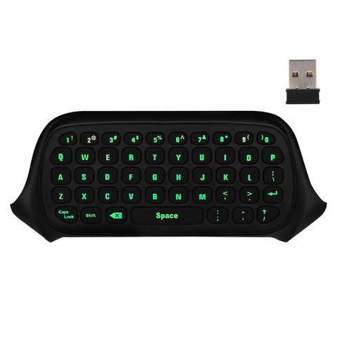 MoKo-miniteclado de retroiluminación verde Xbox One, receptor de 2,4G, teclado inalámbrico para mensajes y juegos, con auriculares y Audio ► Foto 1/6