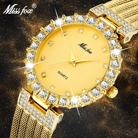 Relojes MISSFOX para mujer, pulsera de marca de lujo, resistente al agua, gran laboratorio, diamantes, relojes de pulsera para mujer, reloj de cuarzo, horas ► Foto 1/6