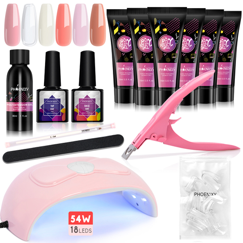 Kit de extensión de Gel de uñas poligonales, lámpara UV para manicura de 54W, juego de secador de diseño para manicura, herramientas para uñas de Gel ► Foto 1/6