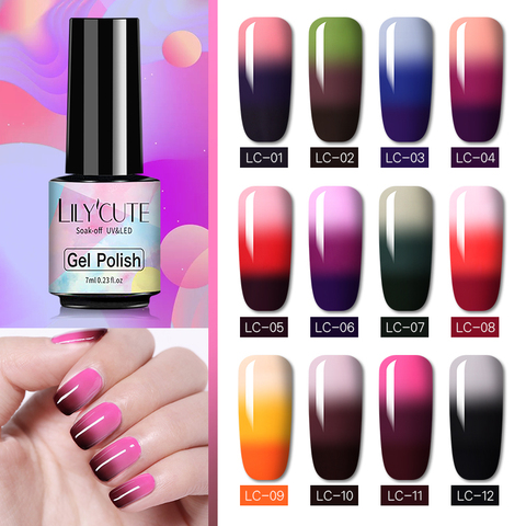 LILYCUTE-esmalte de Gel para uñas, 3 capas, cambio de temperatura, larga duración, UV camaleón termal, 7ml ► Foto 1/6