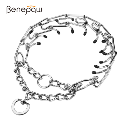 Benepaw-Collar de entrenamiento para perros, con puntas de goma cómodas, ajustable, desmontable, de acero inoxidable, Collar de dientes para mascotas ► Foto 1/6