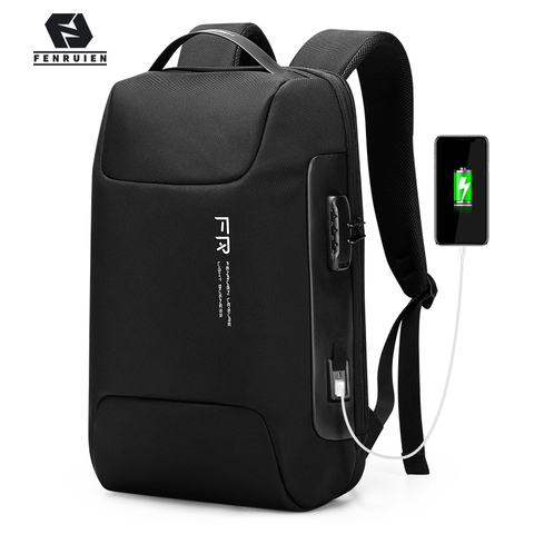 Fenruien, mochila impermeable para ordenador portátil de 15,6 pulgadas para hombres, mochila escolar con carga Usb, mochila antirrobo, mochilas de viaje para hombres, novedad de 2022 ► Foto 1/6