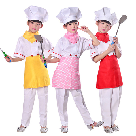 Conjunto de ropa de Chef para niños y adultos, uniformes para cocineros, fiesta de Halloween, Cosplay, servicio de comida, 5 uds., 90-170cm ► Foto 1/5