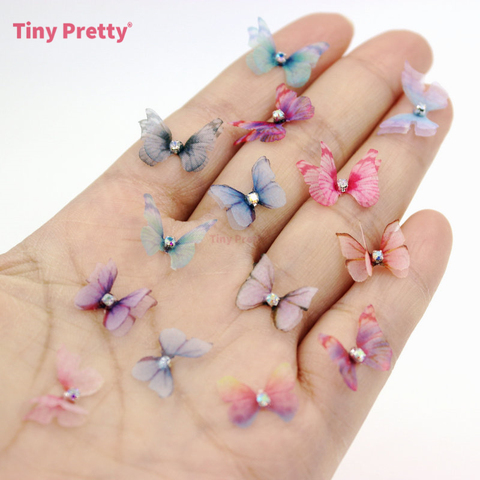 Mini mariposas de Organza hechas a mano, accesorio con mariposas de gasa para manicura DIY, fabricación de joyas, 40 Uds. ► Foto 1/6