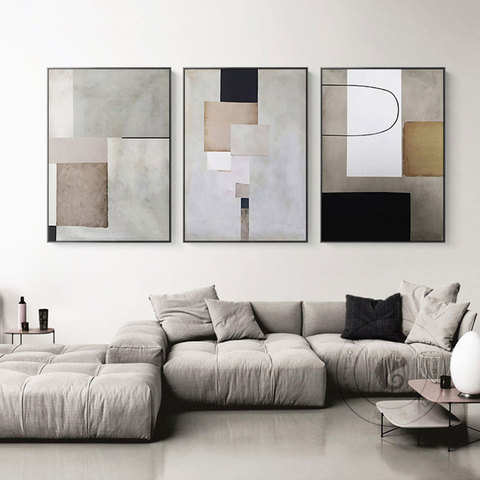 Pintura abstracta geométrica moderna, póster de lona de estilo Industrial, impresión minimalista, imágenes artísticas de pared para decoración del hogar de sala de estar ► Foto 1/6